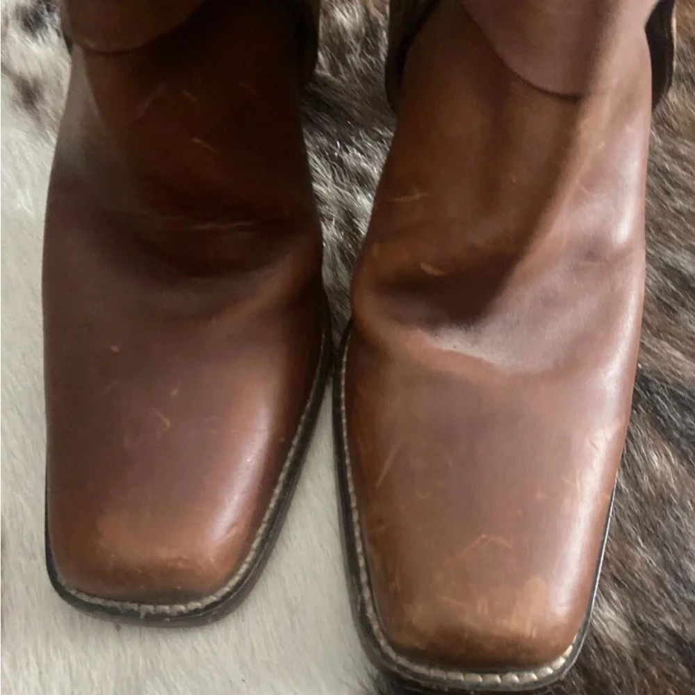 Michael Kors Harness Boots Heels Brown Distressed Leather Italy 6M - Picture 5 of 6